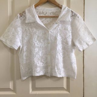 GU lace cover up button down