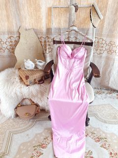 House of CB pink satin gown