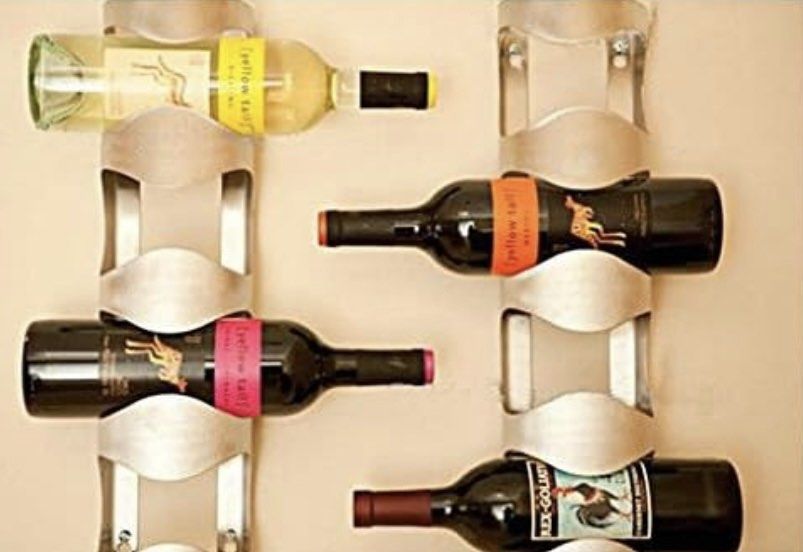 IKEA VURM 4 Bottle Wine Rack Stainless Steel Wall Mount Holder