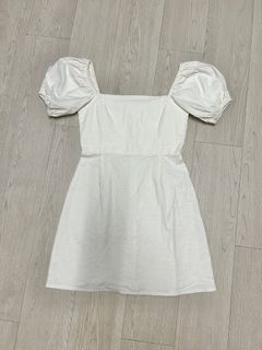 Juanita white linen puffsleeve mini dress