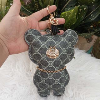 Leather Fashion Big Bear Bag Charm Keychain