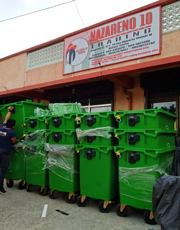 mobile trash bin 660 Liter mobile bin (Category: Waste Bins & Bags) located in Bacoor. Submitted by m_o_t_i_v_a_t_e_d (Listing ID 1306214231, Image 3). Description: Trash bin Mobile bin 660L - 136L x 77W x 118H 1100L - 136L x 107W x 136H 1350L - 122L x 122W x 92H Made of one piece virgin polyethylene materials Compounded with Ultra Violet stabilizers for outdoor use. Imported materials and pigment with special additive to avoid fading of colors L