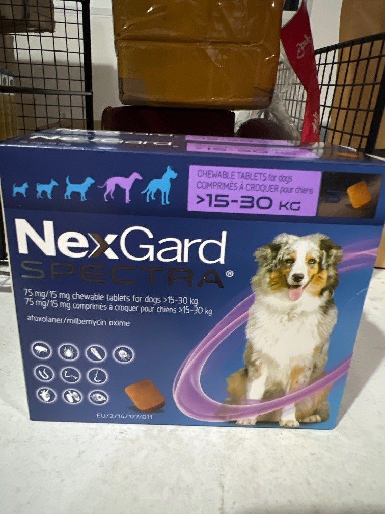NexGard SPECTRA Large Dog 15 30kg Purple Box 3 s Pet Supplies Pet Food on Carousell