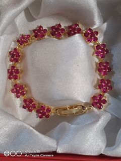 Ruby stones flower design bracelet