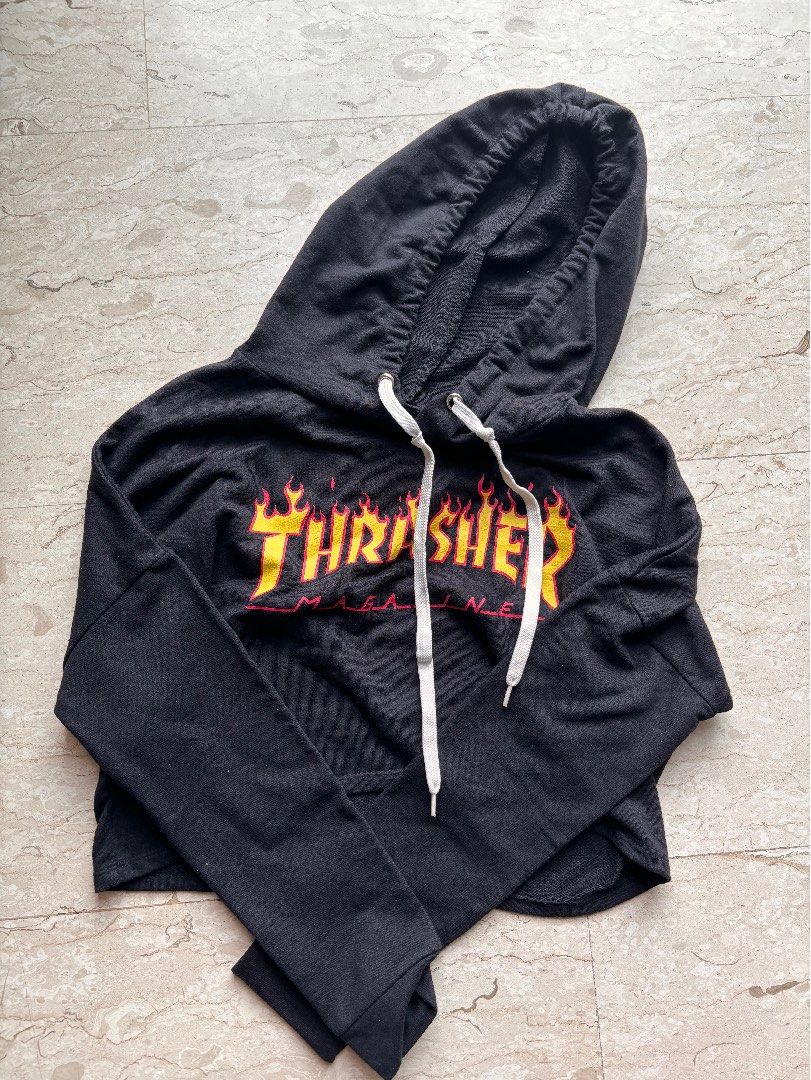 Thrasher hoodie crop top new arrivals