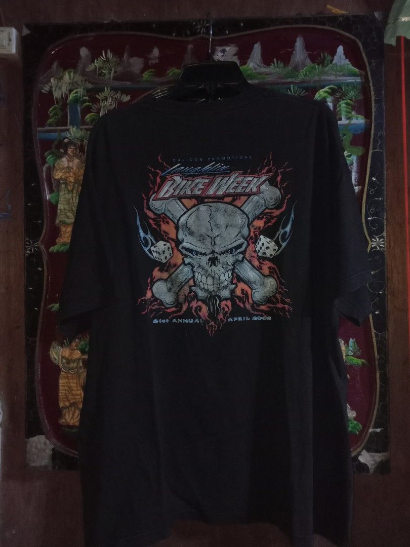 vintage 2003 bike week / skull tee (Category: Tshirts & Polo Shirts ) located in Mariveles. Submitted by bbc_thrifted (Listing ID 1306311016, Image 2). Description: vintage 2003 bike week/skull tee 23/29 LAUGHLIN RIVER RUN on tag Graphic fading/crack prints.