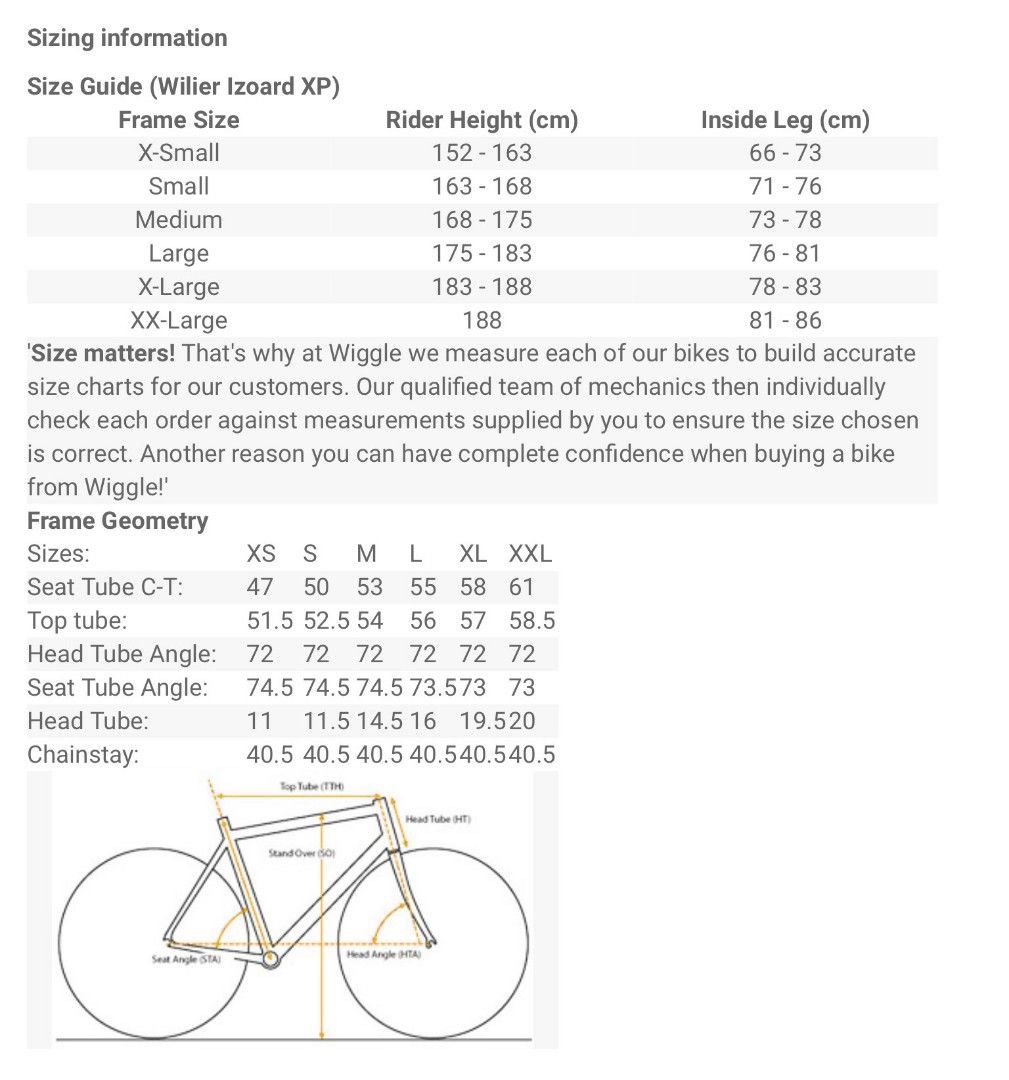 Wilier triestina izoard xp size guide on sale