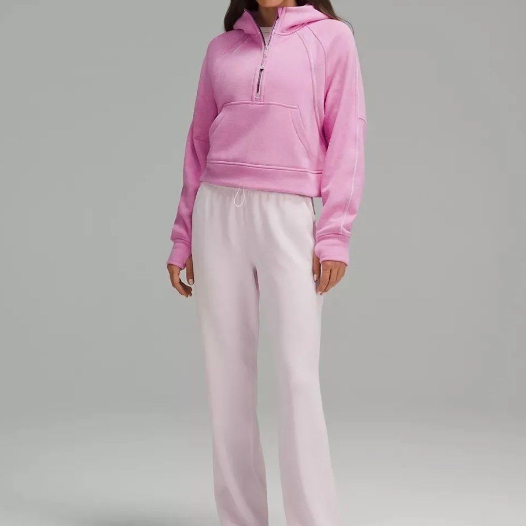 XS S Lululemon Scuba Plush Oversized half zip jacket with Hood dahlia mauve Women s Fashion Activewear on Carousell