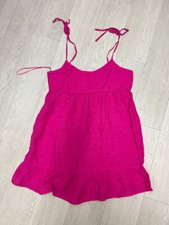 Zara pink linen babydoll dress