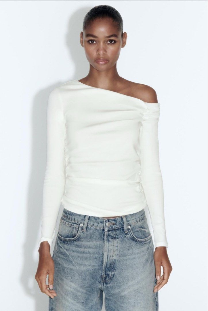 Zara White Off Shoulder Top