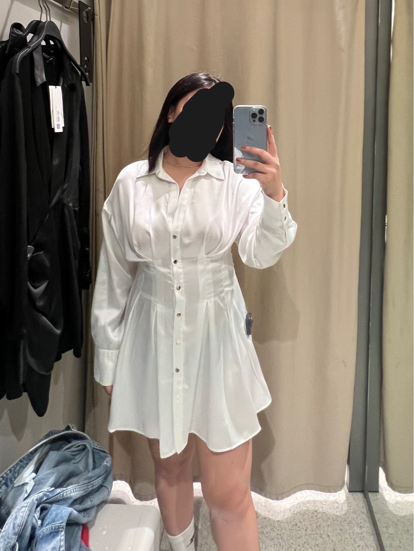 White satin shirt dress cheap