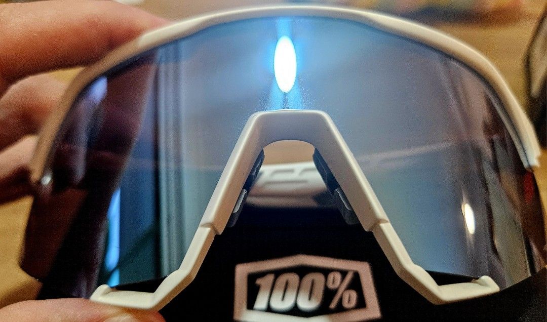 100% S3 - Matte White Hiper Blue Multilayer Mirror Lens, Men's