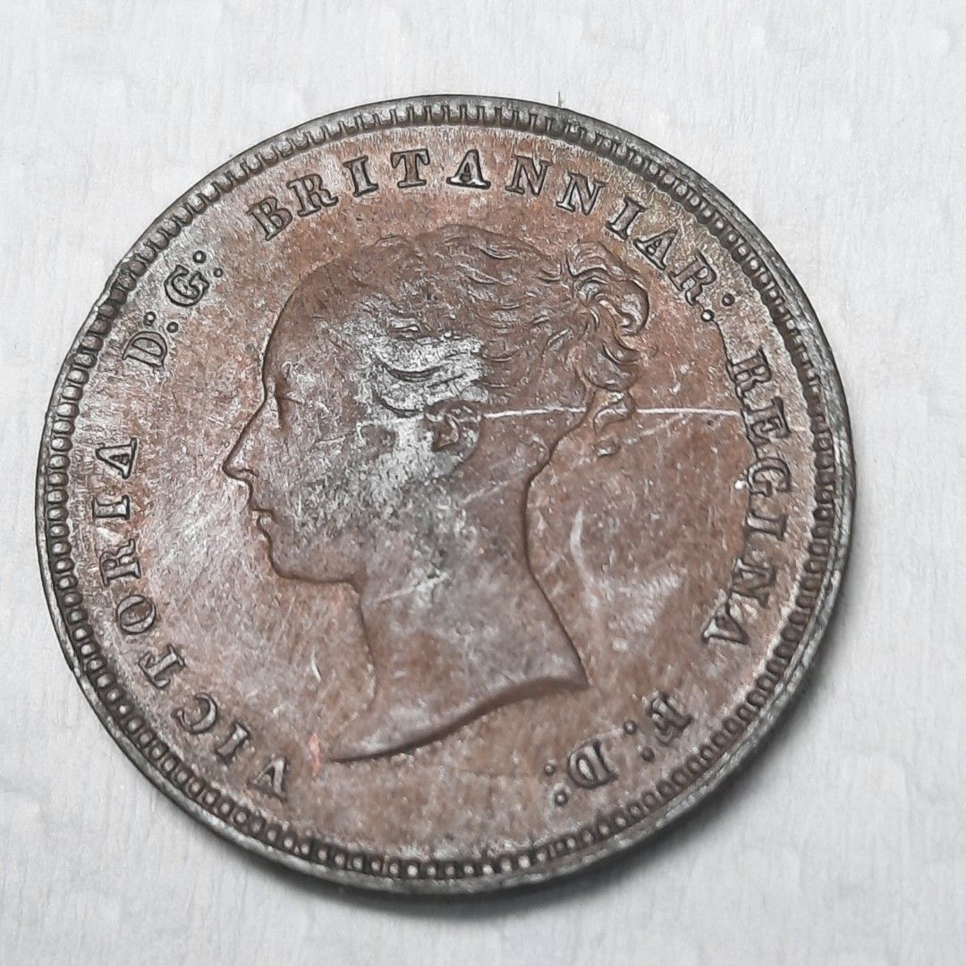 古錢幣英國維多利亞1844年半法新銅幣, 興趣及遊戲, 收藏品及紀念品, 錢幣- Carousell