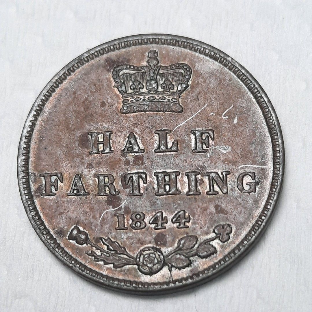 古錢幣英國維多利亞1844年半法新銅幣, 興趣及遊戲, 收藏品及紀念品, 錢幣- Carousell