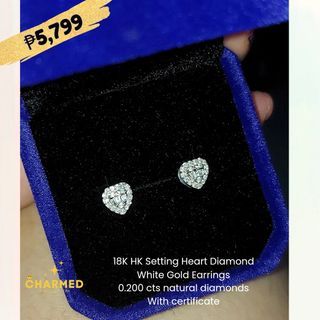 18K HK Setting Heart Diamond Earrings