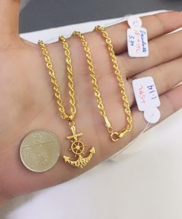 18k Saudi Gold Anchor Necklace 18"