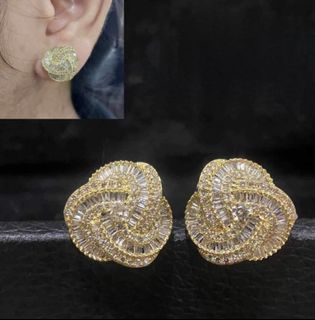 1ct diamond 18k yellow gold Knot earrings