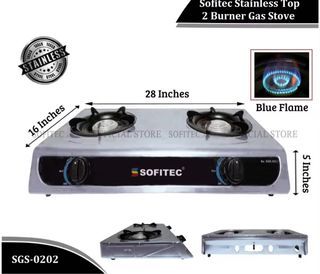 2 Burner Silver Gas Stove Stainless Steel Automatic Ignition Grill Cooker Lutuan Sofitec SGS-0202