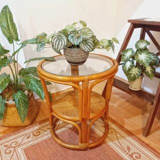 2 tier round rattan coffee table center table side table