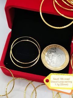35mm Diacut Loop Earrings in 18Karat Saudi Gold