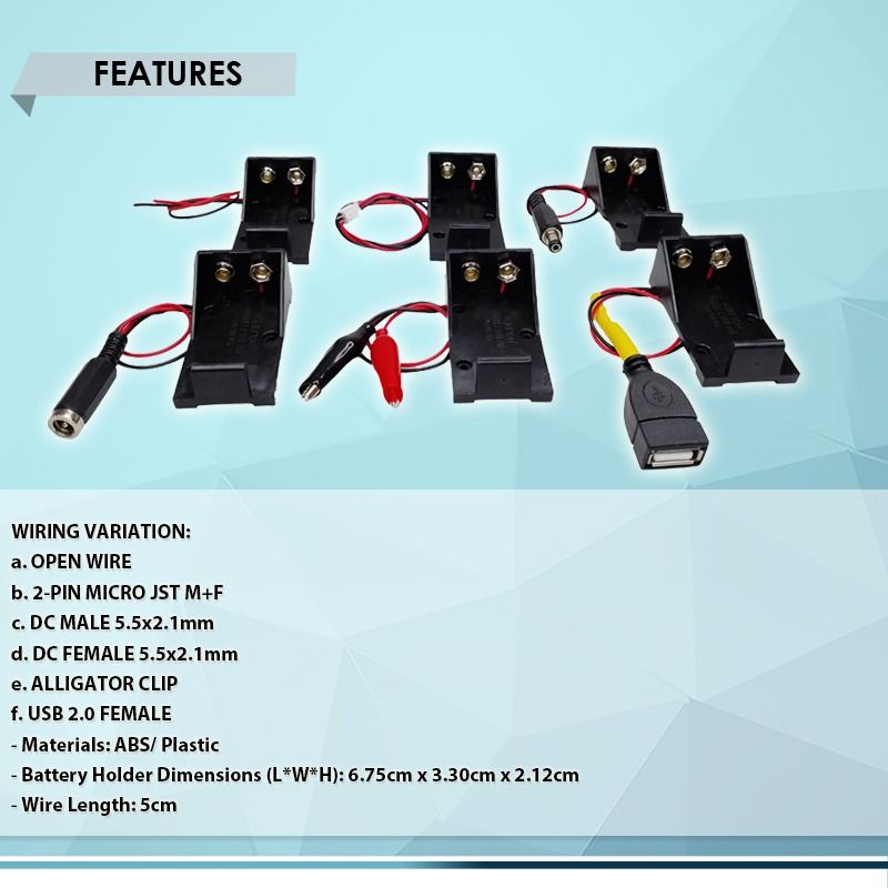 9V RECHARGEABLE BATTERY OPEN CASE NO SWITCH (1-PC per ORDER), BEST FOR ...