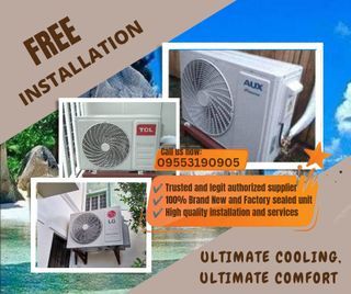 🆓 Installation
100% Brand New and Factory sealed unit... Inverter Split Type Air-con with warranty.