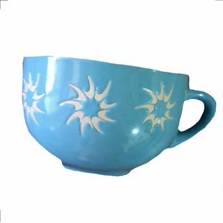 🌤 Large Blue Sunburst Pattern Breakfast Ceramic Mug