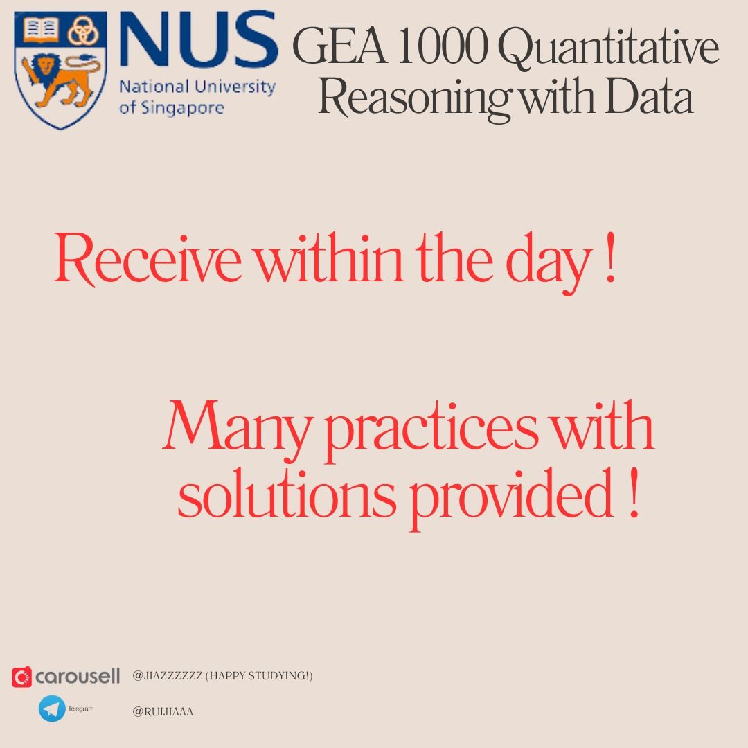 A Notes for GEA1000 Quantitative Reasoning with Data (NUS), Hobbies & Toys,  Books & Magazines, Assessment Books on Carousell