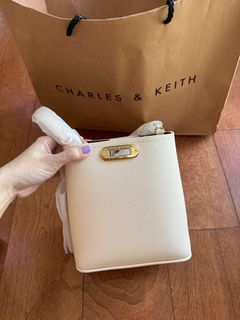 Authentic Charles and Keith Alcott Bucket Bag - Beige