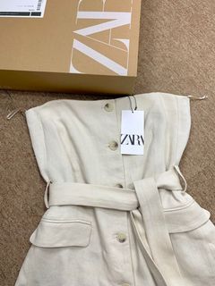 AVAILABLE- Zara strapless linen blend top (S on tag runs big)