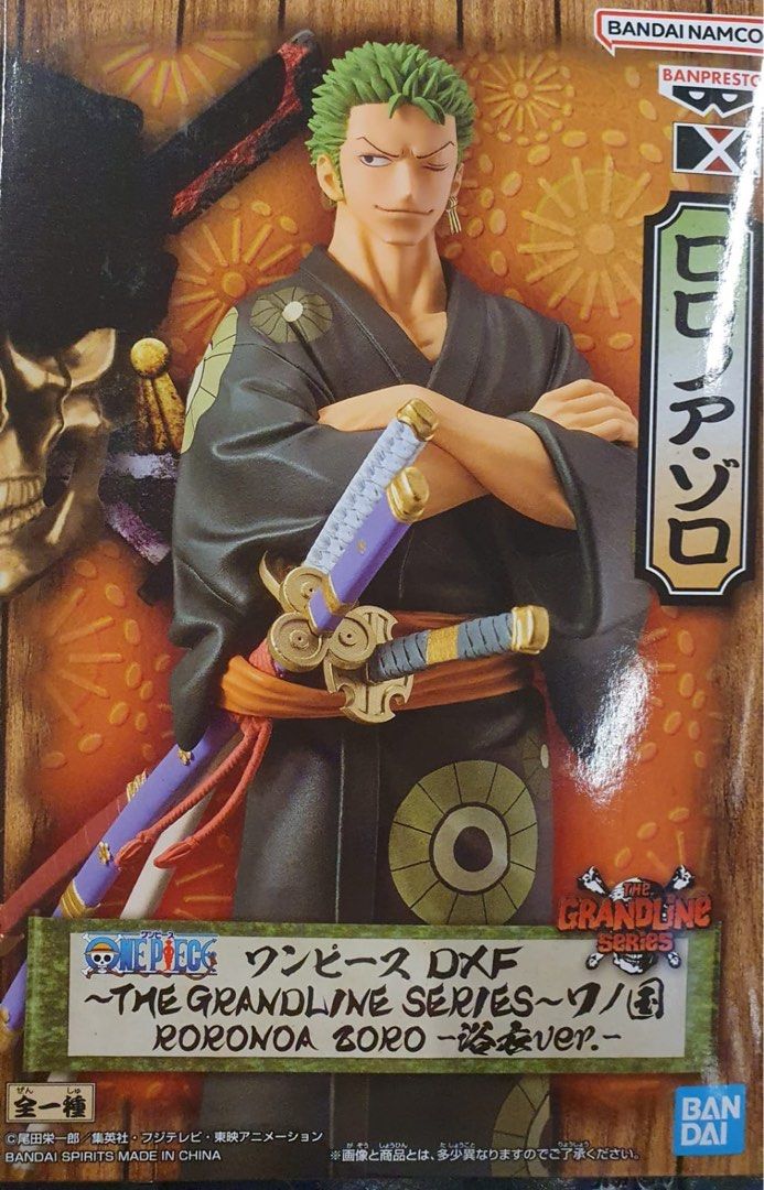 BANPRESTO ONE PIECE DXF THE GRANDLINE SERIES WANO KUNI RORONOA ZORO YUKATA VERSION FIGURE (Category: Toy Figures) located in Singapore. Submitted by thecheapershop (Listing ID 1301626207, Image 1). Description: BNIB, Fixed Price.