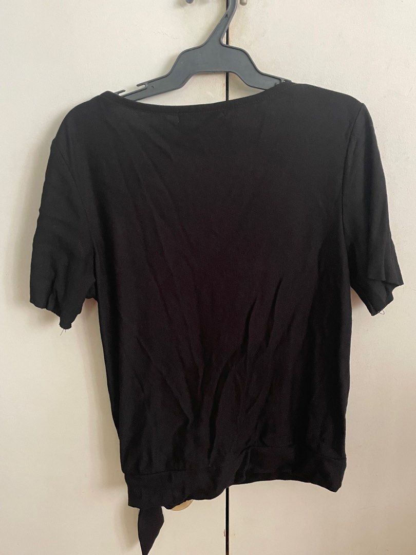 Bershka side wrap shirt sleeve top (Category: Blouses) located in Rizal. Submitted by chizzumss (Listing ID 1301559913, Image 2). Description: Used twice but still in mint condition Original Bershka Top Best fit (M- Semi Large) Loc: Antipolo City, Rizal.