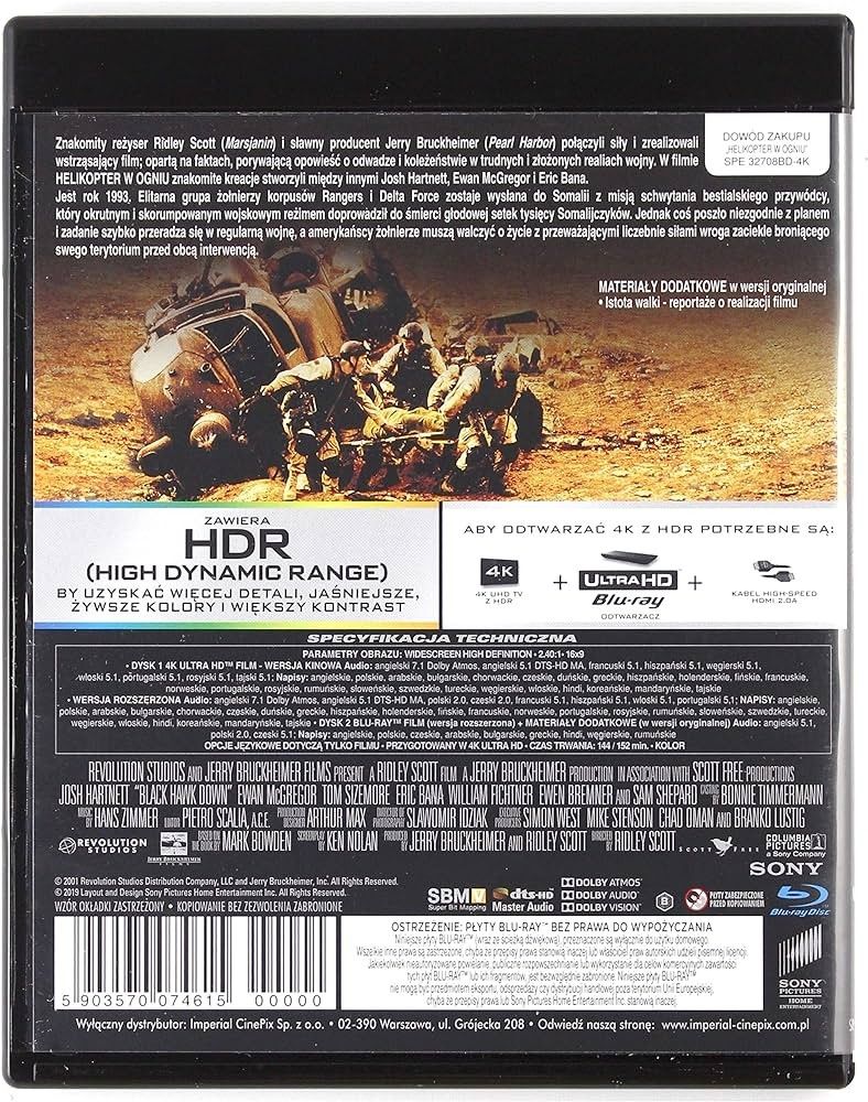 Black hawk down 黑鷹15小時美版4K UHD 藍光碟BD 中文全新ATMOS HDR, 興趣及遊戲, 音樂、樂器& 配件,  音樂與媒體- CD 及DVD - Carousell