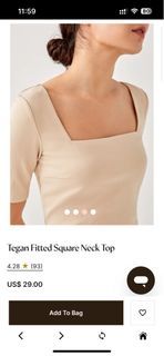 BNWT Love Bonito Tegan Fitted Square Neck Top in Beige Nude