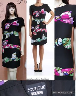 Boutique Moschino Black Bow Printed Dress