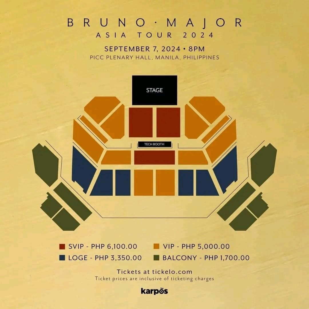 Bruno Major in Manila (Category: Events Tickets) located in Manila. Submitted by labronjames33 (Listing ID 1301510482, Image 1). Description: TICKET ASSISTANCE FOR BRUNO MAJOR ASIA TOUR 2024 September 7, 2024 PICC Plenary Hall -Early Time Stamp -High success rate of securing your desired seat -Ticket is under your name -No Downpayment 📸ctto #brunomajor #BrunoMajorinManila .