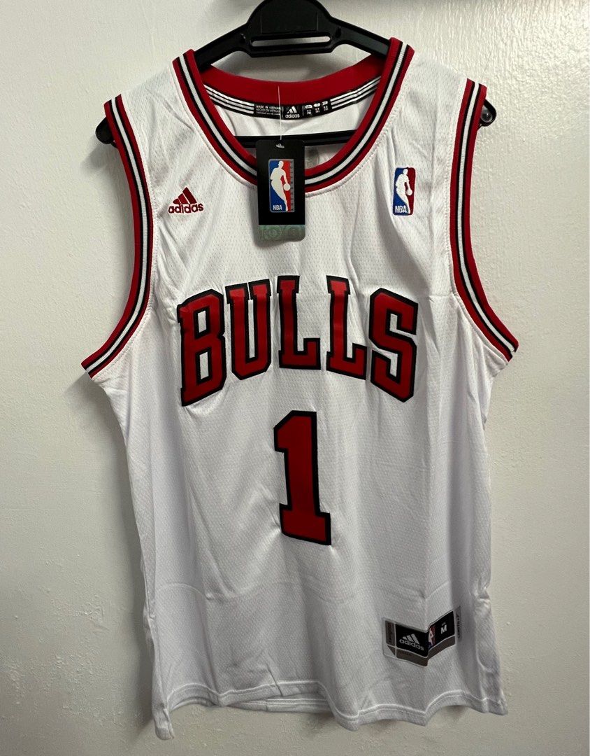 Derrick Rose Chicago Bulls 01 White Adidas embroidered NBA jersey Men s Fashion Activewear on Carousell