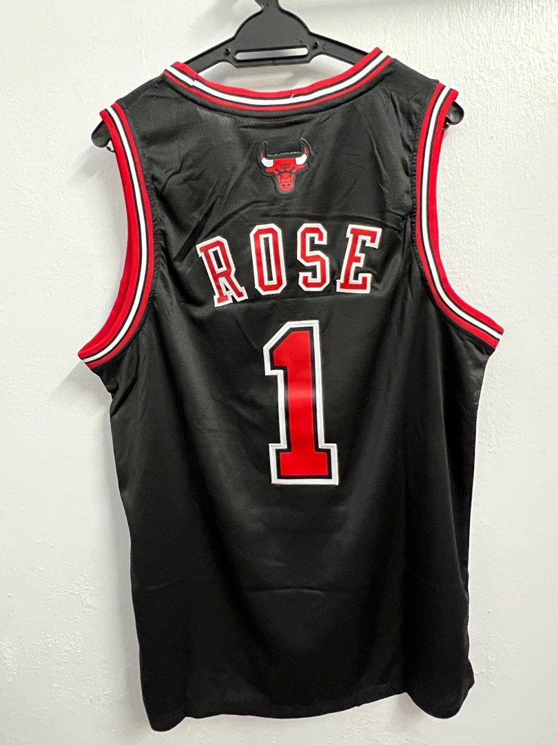 Derrick Rose Chicago Bulls 01 Black Adidas embroidered NBA jersey