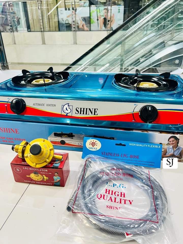 double burner (Category: Cookware & Accessories) located in Manila. Submitted by espinosakimrhian (Listing ID 1301489122, Image 3). Description: RESELLER:880php (stove only!) RESELLER:1100php (Stove, Hose & Regulator) :SHINE DOUBLE BURNER GAS STOVE ▪️Automatic ignition ▪️Highquality! @highlight.