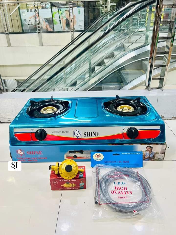 double burner (Category: Cookware & Accessories) located in Manila. Submitted by espinosakimrhian (Listing ID 1301489122, Image 1). Description: RESELLER:880php (stove only!) RESELLER:1100php (Stove, Hose & Regulator) :SHINE DOUBLE BURNER GAS STOVE ▪️Automatic ignition ▪️Highquality! @highlight.