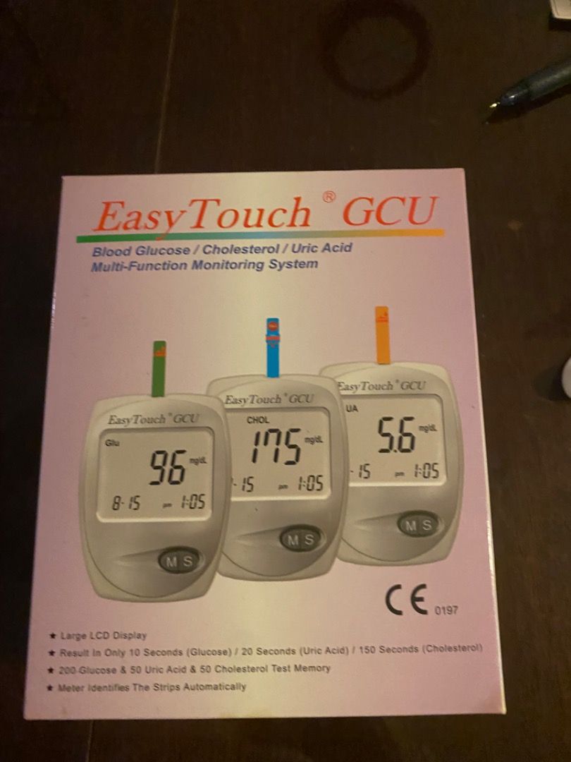 EasyTouch GCU 3-In-1 Blood Glucose/Cholesterol/Uric Acid Monitoring ...