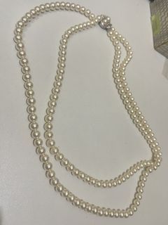 Faux  long layered Pearl  necklace