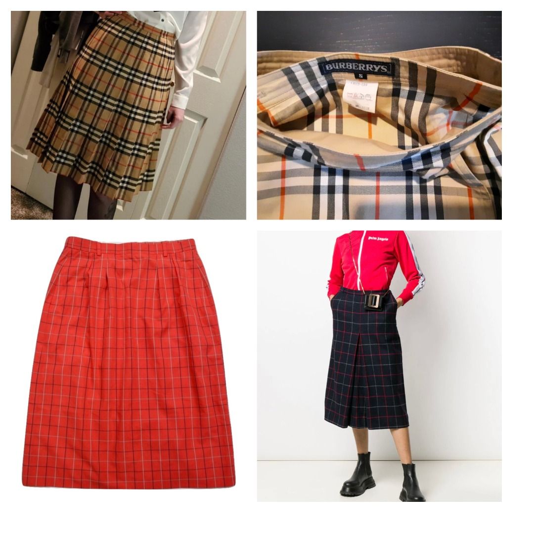 Checkered Nova Wool Skirts Vintage Burberry London England