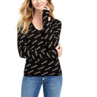 GUESS V-NECK KNIT SWEATER IN SMALL