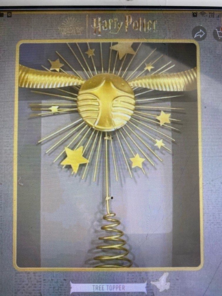 Harry Potter golden snitch tree topper, Hobbies & Toys, Memorabilia