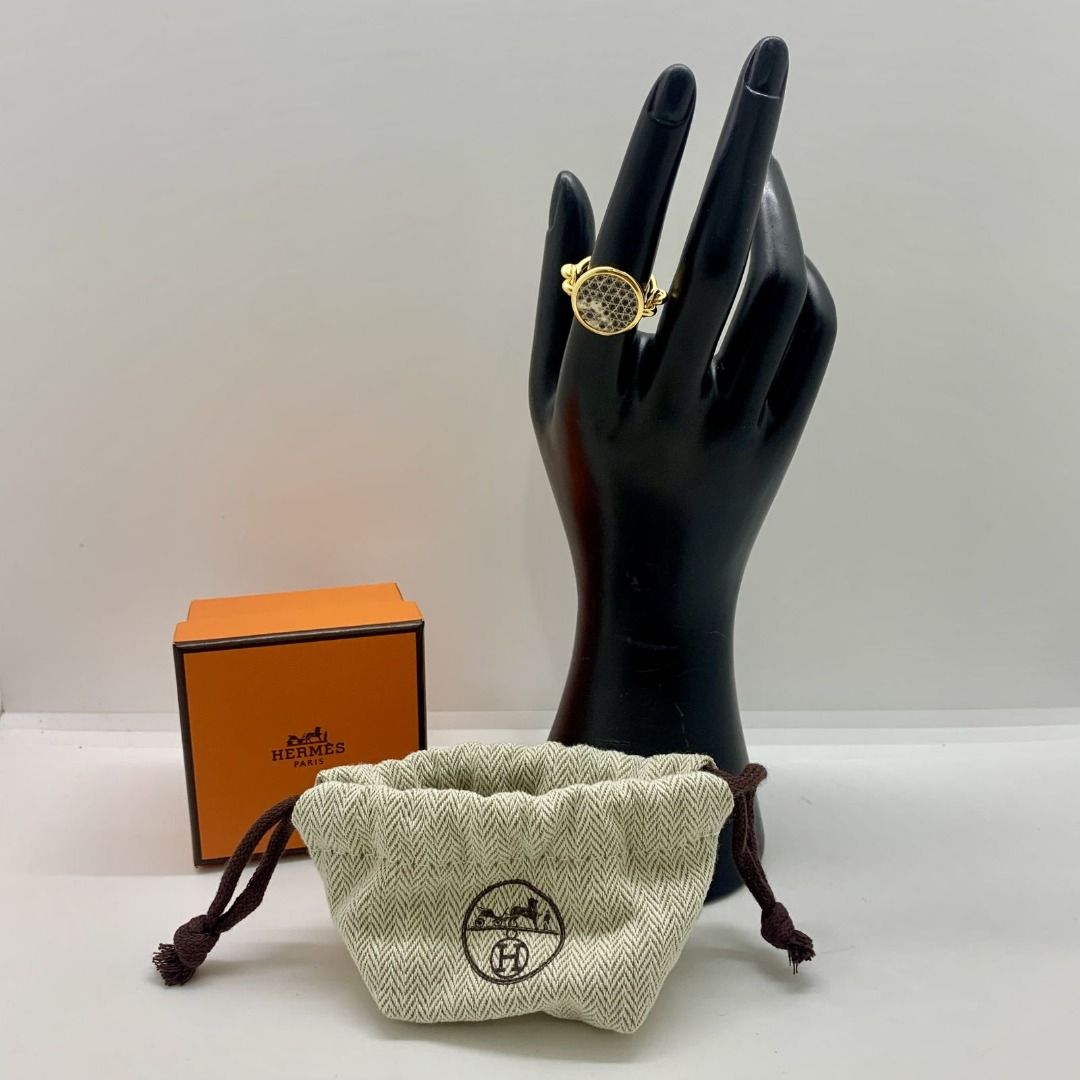HERMES HERITAGE EQUESTRE LIZARD RING SMALL MODEL SIZE 54