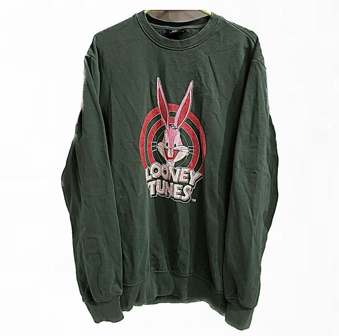 RUSH H M Bugs Bunny Looney Tunes Graphic Print Sweatshirt Sweater Pullover Overshirt Green Pink Red White tags kids youth sesame street Men s Fashion Tops Sets Hoodies on Carousell
