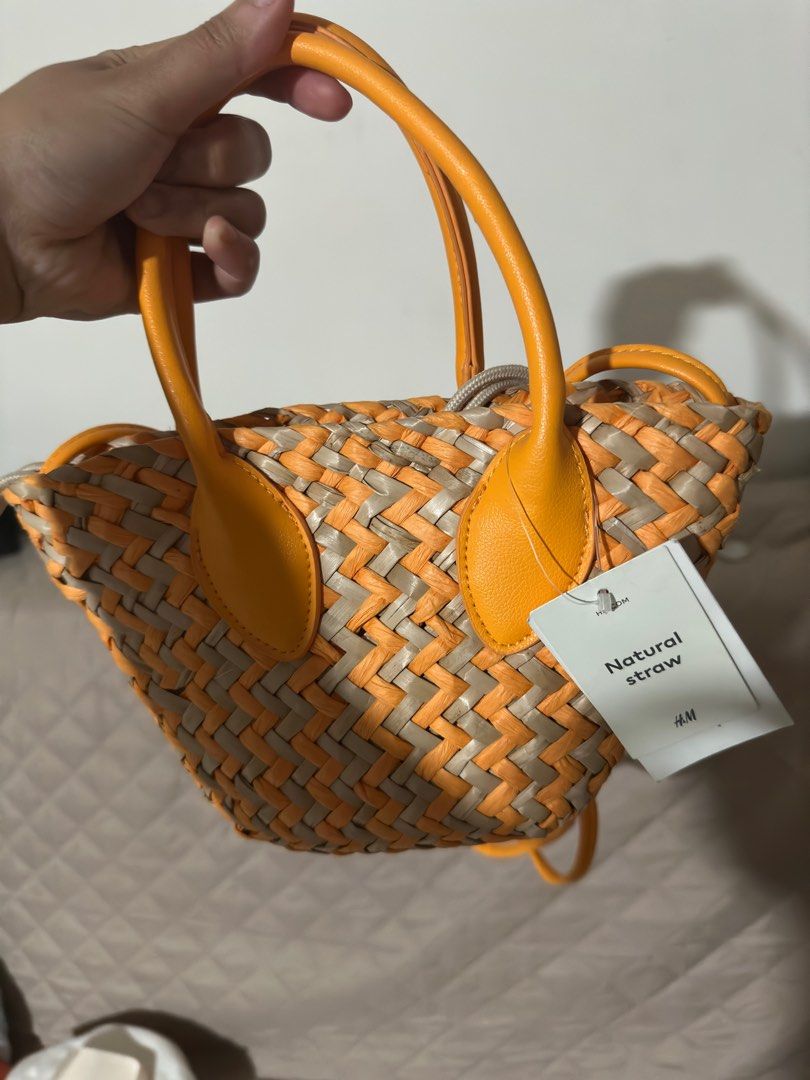 H M Original Straw Bag Orange Color Women s Fashion Bags Wallets Beach Bags on Carousell