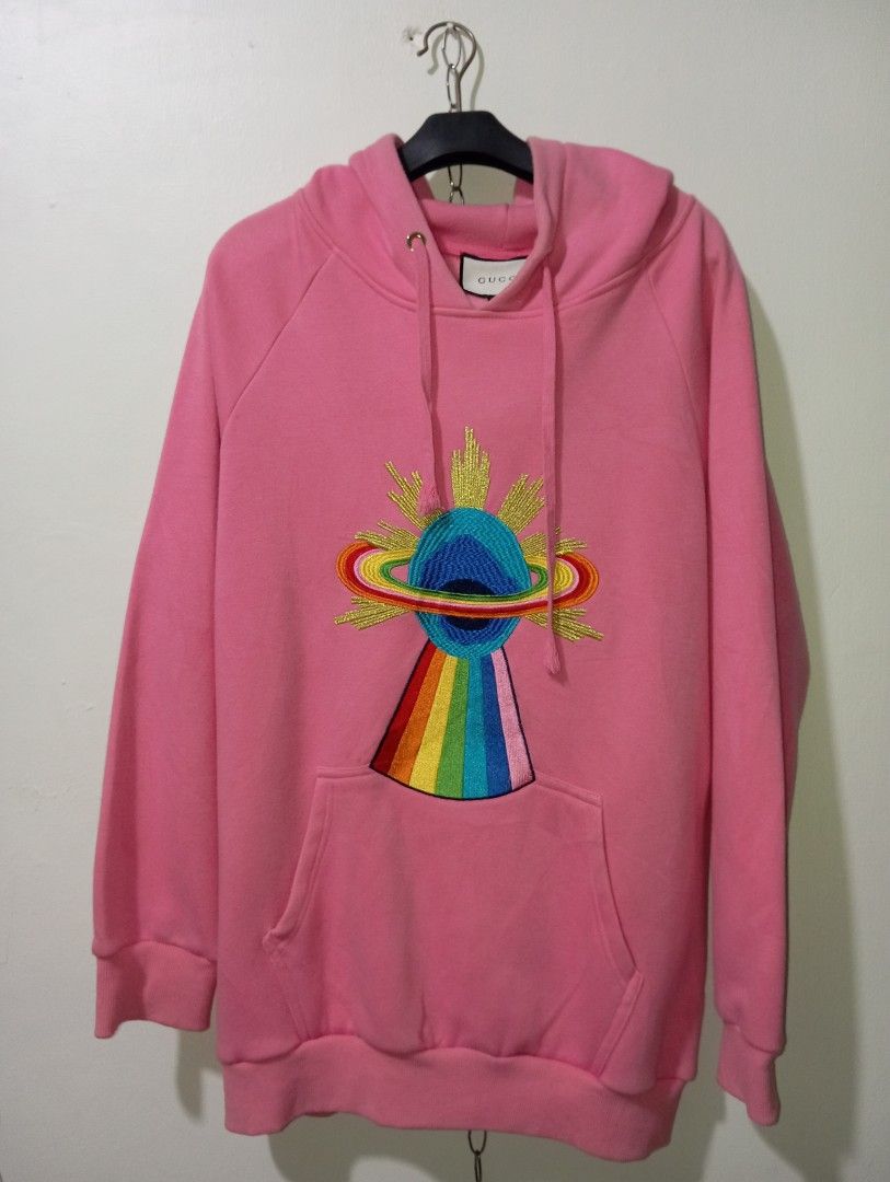 Hoodie Gucci Planet Saturnus Pink Fesyen Wanita Pakaian Wanita Atasan di Carousell