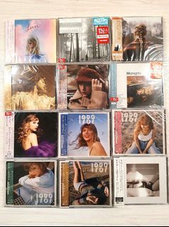 JAPAN EDITION/SEALED: TAYLOR SWIFT CD ALBUM LOVER FOLKLORE EVERMORE FEARLESS TV RED TV MIDNIGHTS SPEAK NOW TV 1989 CRYSTAL SKIES BLUE AQUAMARINE GREEN YELLOW SUNRISE BOULEVARD ROSE GARDEN PINK THE TORTURED POETS DEPARTMENT TTPD (CD WITH OBI NOT VINYL)